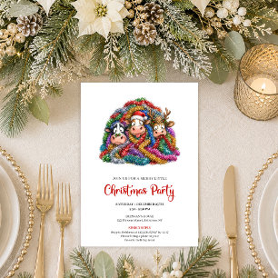 Unique Whimsical Cows Cartoon Christmas Party Invitation