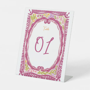 Unique Whimsical Floral Bow Doodle Hand Drawn  Pedestal Sign