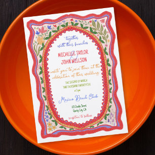 Unique Whimsical Floral Quirky Doodle Hand Drawn  Invitation