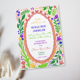 Unique Whimsical Floral Quirky Doodle Hand Drawn  Invitation