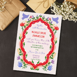 Unique Whimsical Floral Quirky Doodle Hand Drawn Invitation