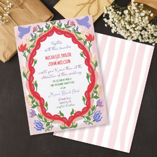 Unique Whimsical Floral Quirky Doodle Hand Drawn Invitation