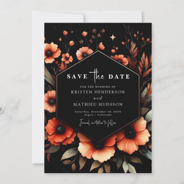  Unique Whimsical Terracotta Wedding Save The Date (Front)