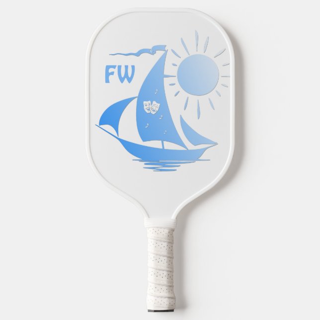 Unique Whimsical Theater Sailing Monogram Pickleball Paddle (Front)
