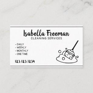 Unique White and Black Maid House Cleaning Service Business Card