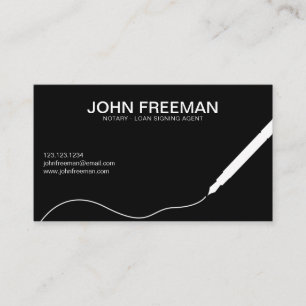 Unique White and Black Notary Public Signing Agent Business Card