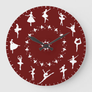 Unique White Ballerina Silhouettes Themed Large Clock