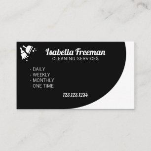 Unique White & Black Maid House Cleaning Business Card