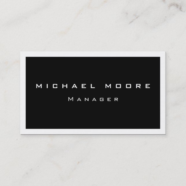 Unique White Border Black Trendy Business Card (Front)