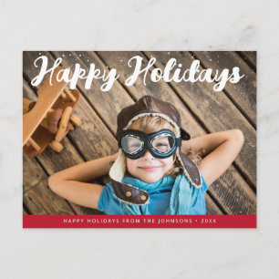 unique white lettering photo christmas  postcard