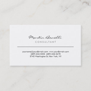 Unique White Minimalist Consultant Business Card