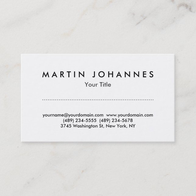 Unique white professional business card (Front)