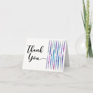 Unique White Purple Pink Blue Watercolor Thank You Card