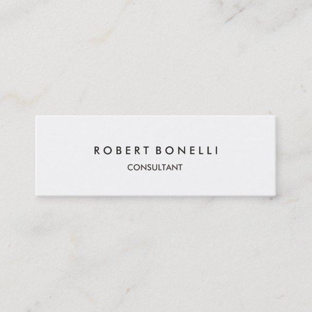 Unique White Slim Skinny Modern Business Card (Front)