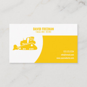 Unique White & Yellow Construction Bulldozer Business Card