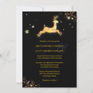 Unique Winter reindeer Whimsical Wedding Invitation