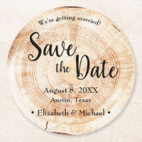 Unique Wood Grain Rustic Wedding Save the date