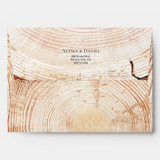 Unique Wood grain tree ring Custom address Envelope (Back (Top Flap))