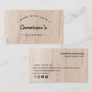 Unique Wood Style Customisable Catering Business  Business Card