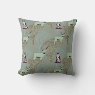 Unique Woodland Animals Buffalo Plaid Customisable Cushion