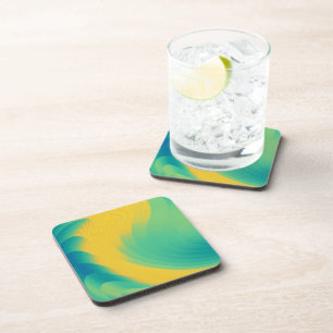 Unique Yellow Abstract Design Coaster
