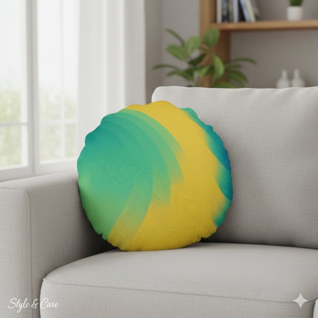 Unique Yellow Abstract Design Round Cushion (Unique Yellow Abstract Design Round Pillow)
