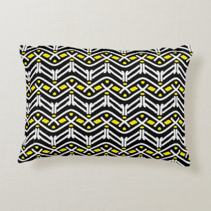 Unique Yellow and Black Tribal Chevron Pattern Decorative Cushion