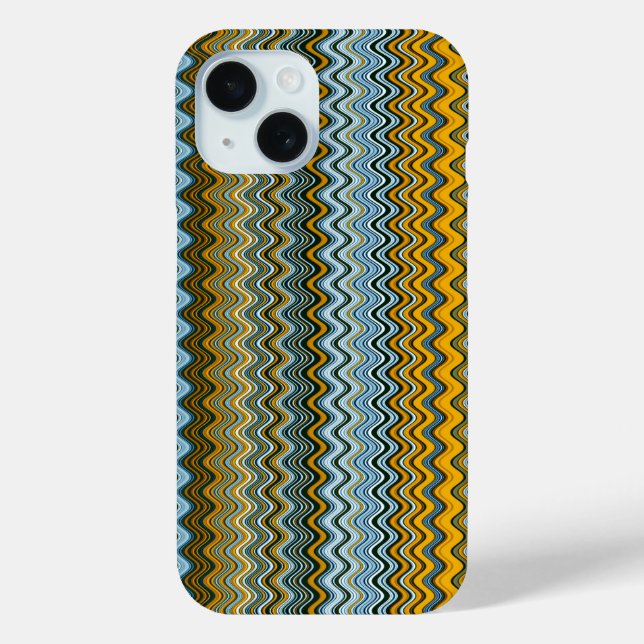 Unique Yellow and Blue Wavy Stripes Case-Mate iPhone Case (Back)