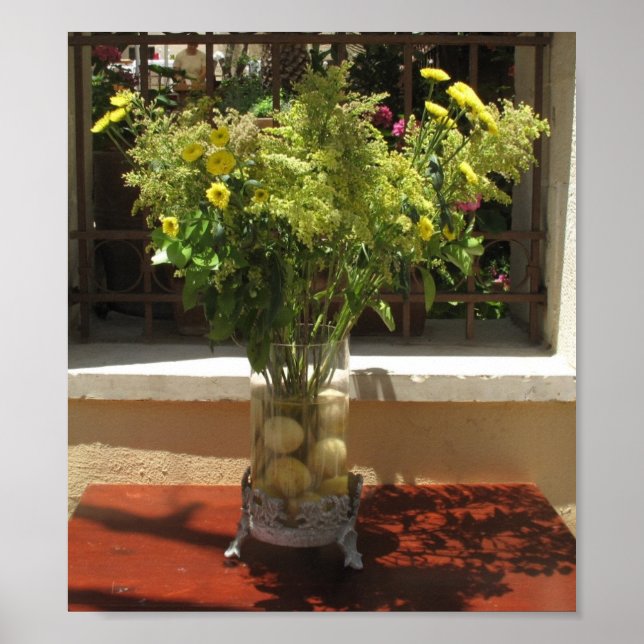 Unique Yellow flower and lemons floral centerpiece Poster (Front)