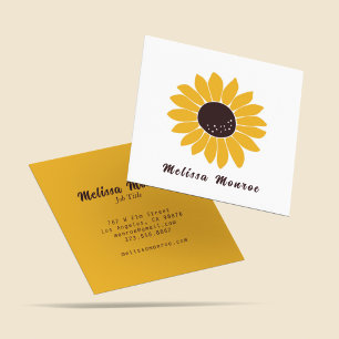 Unique Yellow Mustard Sunflower Typography  Square Business Card