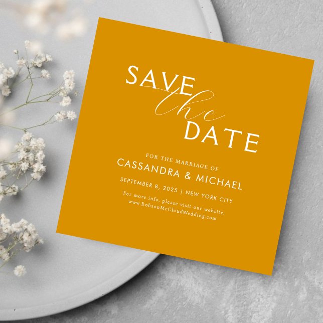 Unique Yellow Mustard Typography Wedding Save The Date (Creator Uploaded)