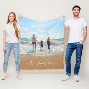 Unique Your Own Design Photo Text Best Family Ever Fleece Blanket
