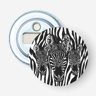 Unique Zebra Head on Zebra Print Bottle Opener