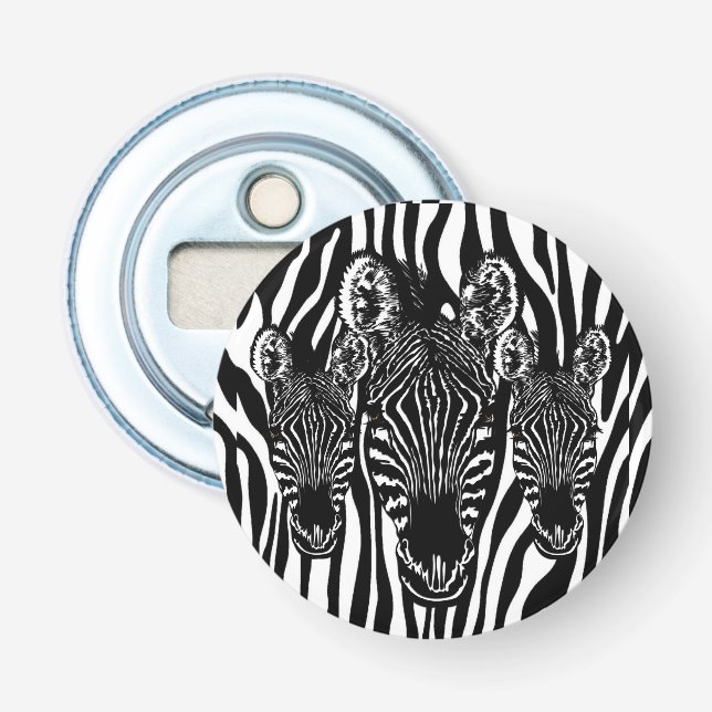 Unique Zebra Head on Zebra Print Bottle Opener (Front)