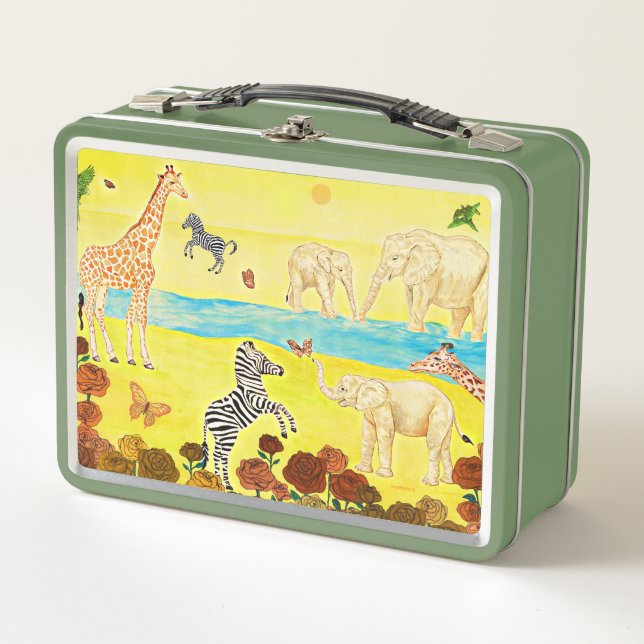 Unique Zebra Metal Lunch Box (Front)