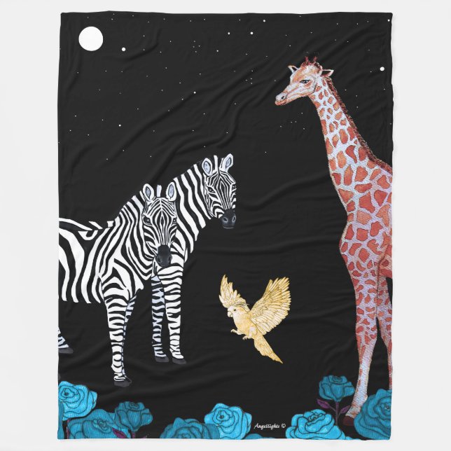 Unique Zebras Fleece Blanket (Front)