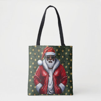 Uniquely Black Santa Large Shoulder Tote
