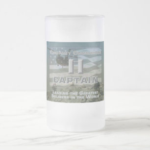 Uniquely Designed Commemorative Company Commander Frosted Glass Beer Mug
