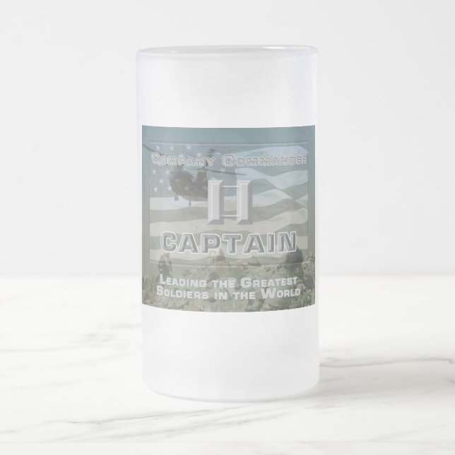 Uniquely Designed Commemorative Company Commander Frosted Glass Beer Mug (Center)
