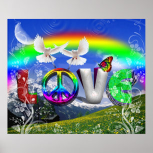 Uniquely Designed Surreal Peace and Love Art Poster