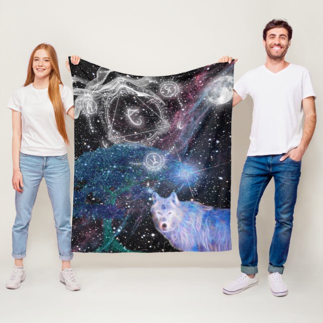 Uniquely Designed Surreal Wolf Art Fleece Blanket (In Situ)