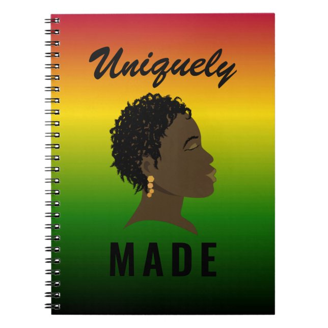 Uniquely Made Black Women's Spiral Notebook (Front)