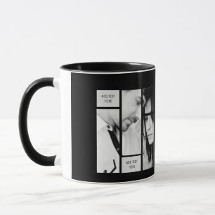 Uniquely Modern Photo Mug with Text Pink Black