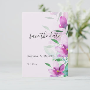 Uniqueness Of Lilac Pink Flowers Watercolor Art  Save The Date