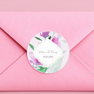 Uniqueness Of Violet Watercolor Art Flowers Classic Round Sticker