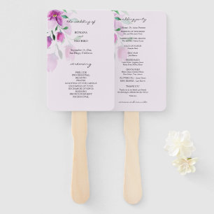 Uniqueness Of Violet Watercolor Art Flowers Hand Fan