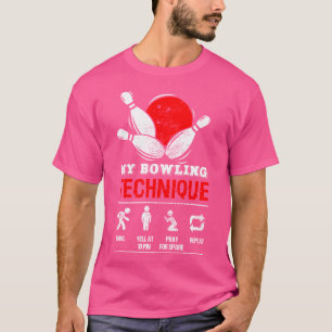 Unisex Adult Bowling Black Small Fit Solid Cotton T-Shirt