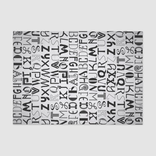 Unisex Alphabet Typography Tissue Paper (Front)
