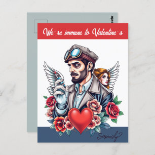 Unisex Anti-Valentine Tattoo art custom text Postcard