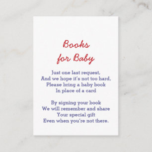 Unisex Baby Book Request Blue White Star Pattern Enclosure Card